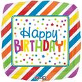 Loftus International 18 in. Birthday Square Stripes & Dots Balloon, 5PK A3-4600